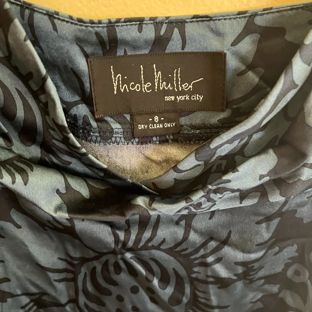 Nicole Miller Women’s Blue Black Floral Spaghetti Strap Dress Size 8
